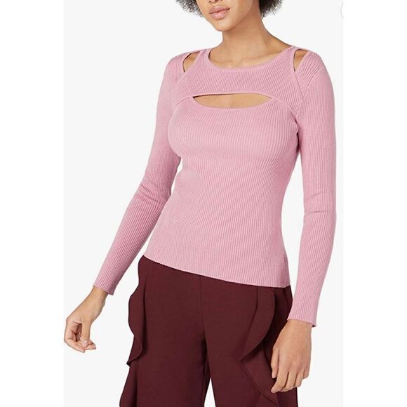 NWT Bar III Women's Cutout Ribbed mauve Sweater sz S - Picture 1 of 9